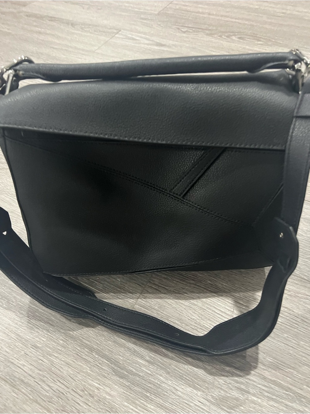 Large puzzle bag Black Structured Leather Shoulder Bag